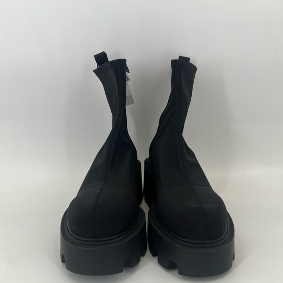 Zara Neoprene Fabric Chunky Platform Lug Sole Boots In Black - Picture 2 of 7